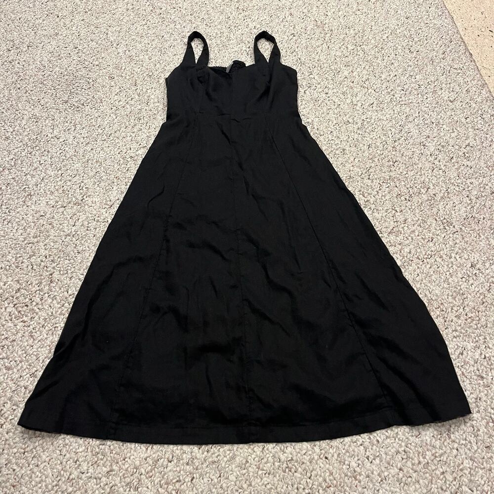 Old Navy Fit & Flare Linen Blend Cami Midi Dress S Black Summer Classic Casual